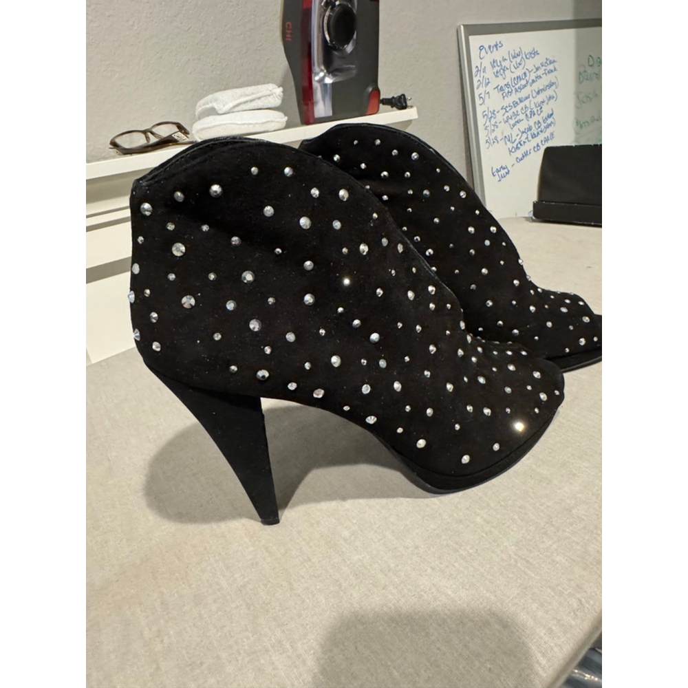 Women's INC Black rhinestone Studded Ankle Boots Booties Size 10 - Picture 2 of 12